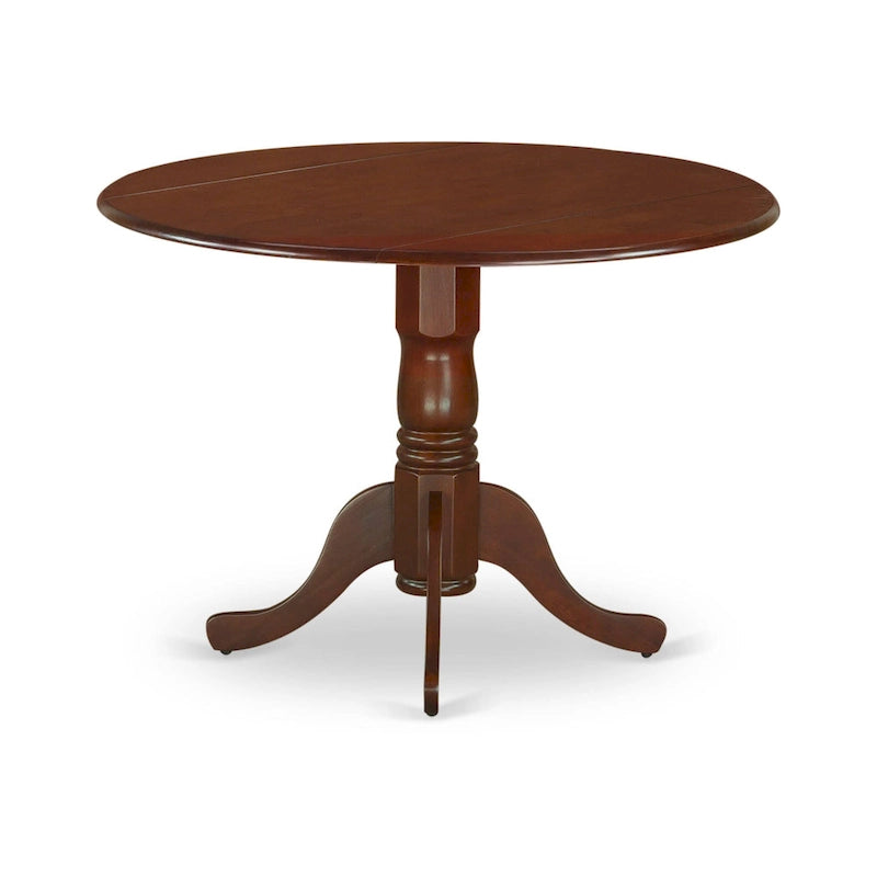 Table de salle à manger East West Furniture Dublin - un plateau de table rond en bois avec abattant et piédestal, (Options de finition)