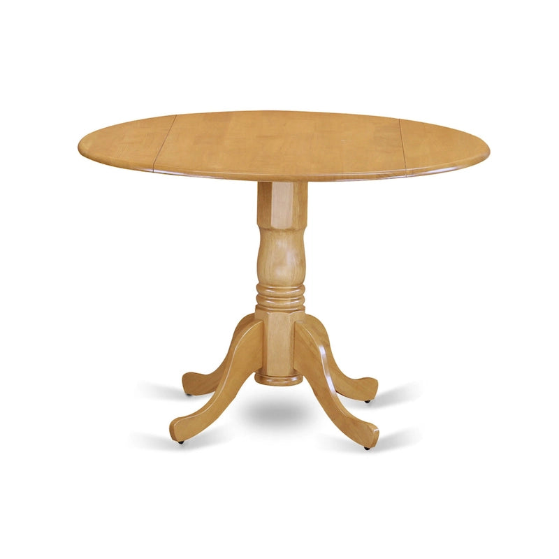 Table de salle à manger East West Furniture Dublin - un plateau de table rond en bois avec abattant et piédestal, (Options de finition)