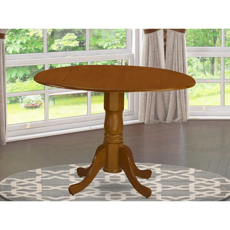 Table de salle à manger East West Furniture Dublin - un plateau de table rond en bois avec abattant et piédestal, (Options de finition)