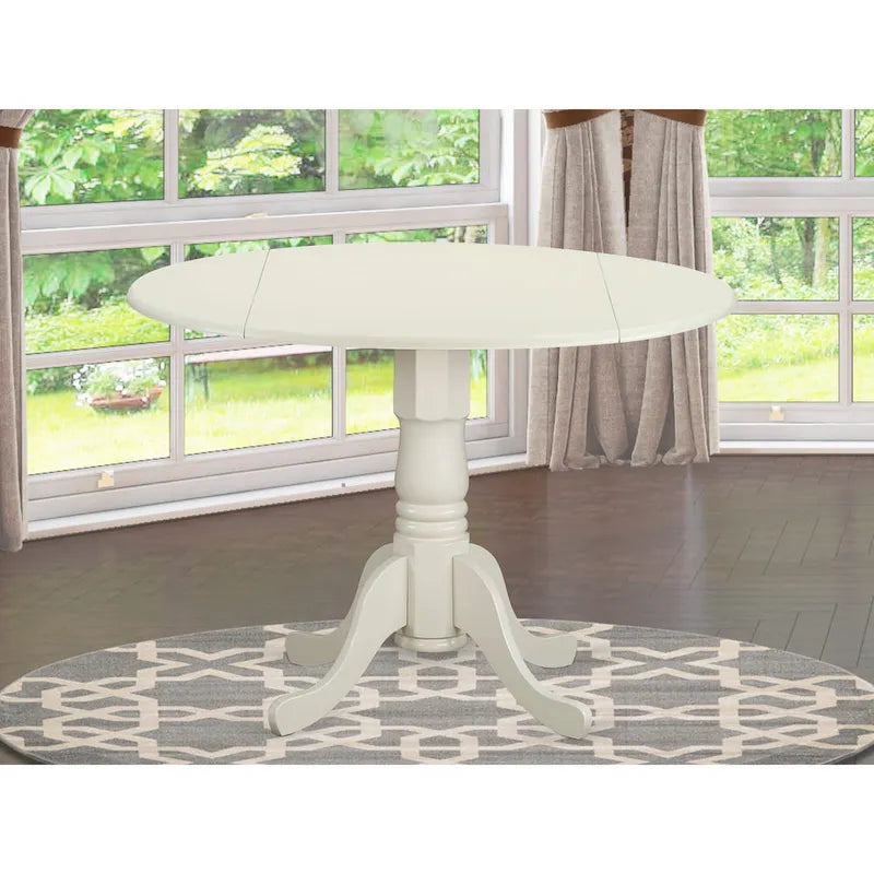 Table de salle à manger East West Furniture Dublin - un plateau de table rond en bois avec abattant et piédestal, (Options de finition)