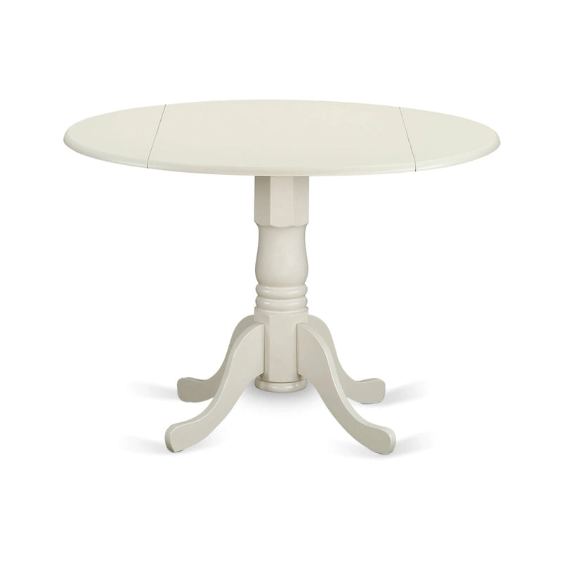 Table de salle à manger East West Furniture Dublin - un plateau de table rond en bois avec abattant et piédestal, (Options de finition)
