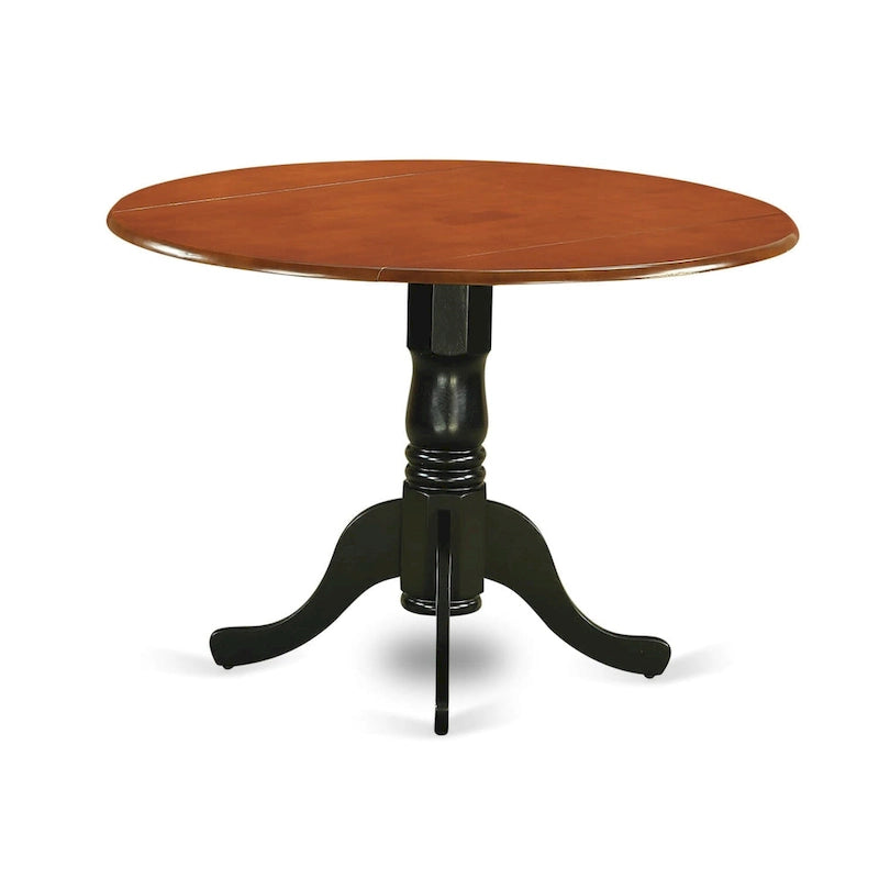 Table de salle à manger East West Furniture Dublin - un plateau de table rond en bois avec abattant et piédestal, (Options de finition)