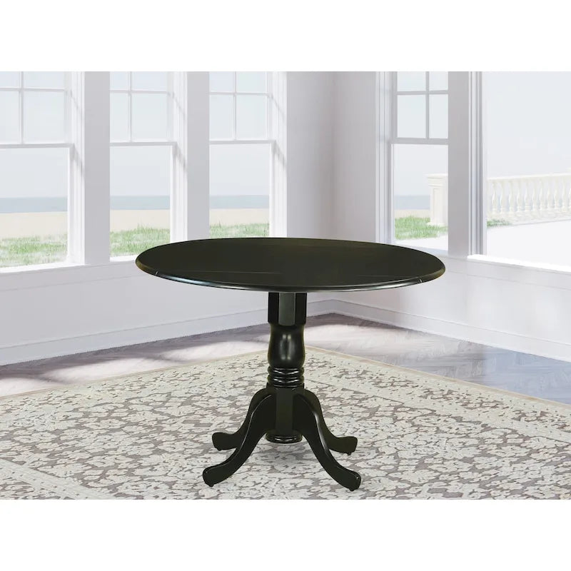 Table de salle à manger East West Furniture Dublin - un plateau de table rond en bois avec abattant et piédestal, (Options de finition)