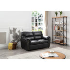 Causeuse en similicuir noir, canapé contemporain 2 places