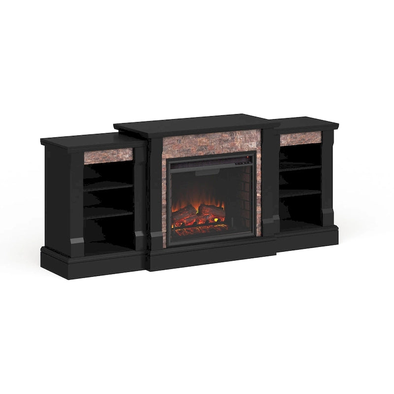 Cheminée électrique noire Hay River de SEI Furniture avec bibliothèques