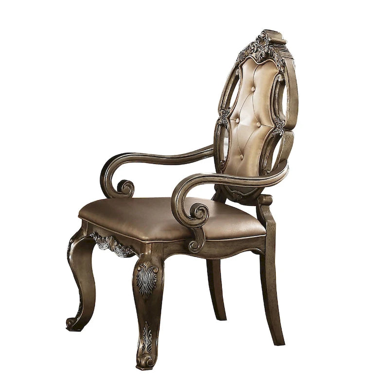 Chaise de salle à manger 66 cm, similicuir, lot de 2, or champagne