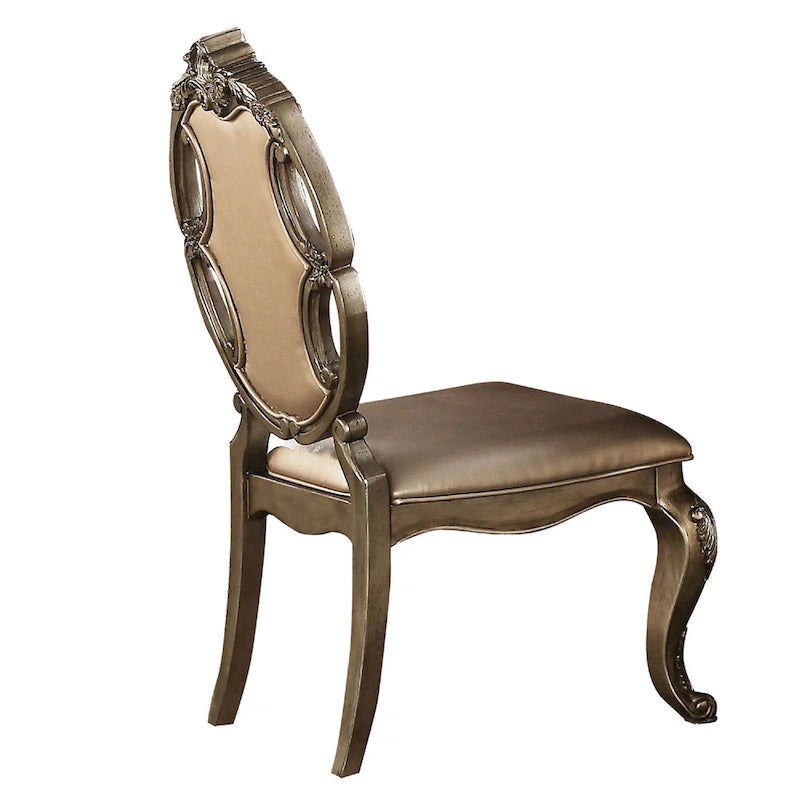 Chaise de salle à manger 66 cm, similicuir, lot de 2, or champagne