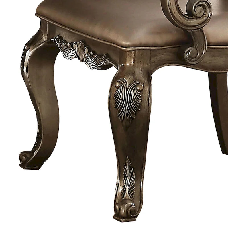 Chaise de salle à manger 66 cm, similicuir, lot de 2, or champagne