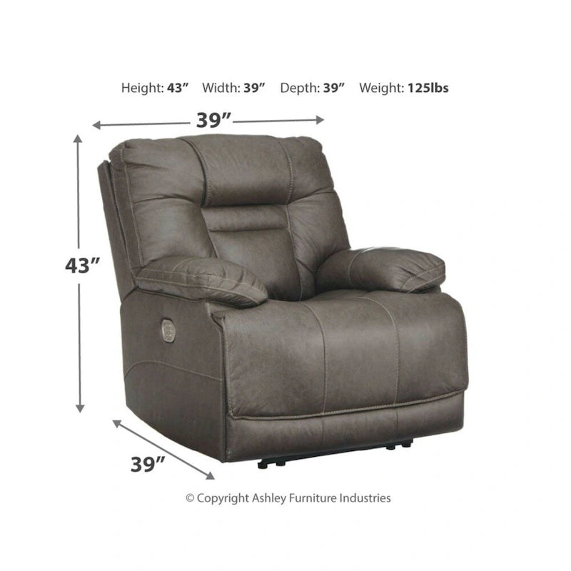 Wurstrow - Fauteuil inclinable motorisé contemporain avec appuie-tête réglable - Smoke