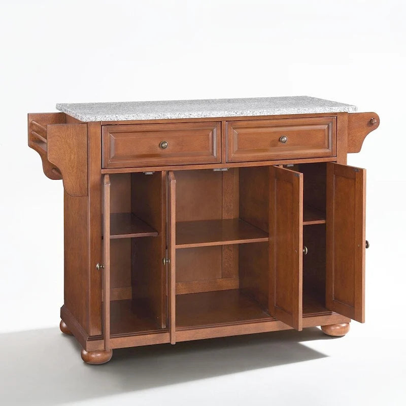 Îlot de cuisine Crosley Alexandria avec plateau en granit massif, finition Cerisier Classique - 51,5 L x 18 P x 34 H