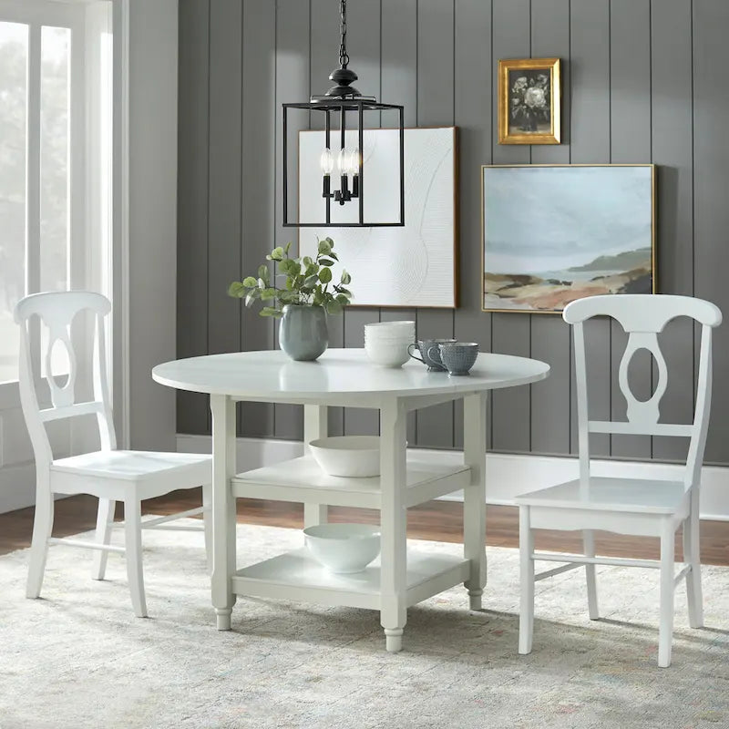 Table à manger ronde blanche style cottage simple