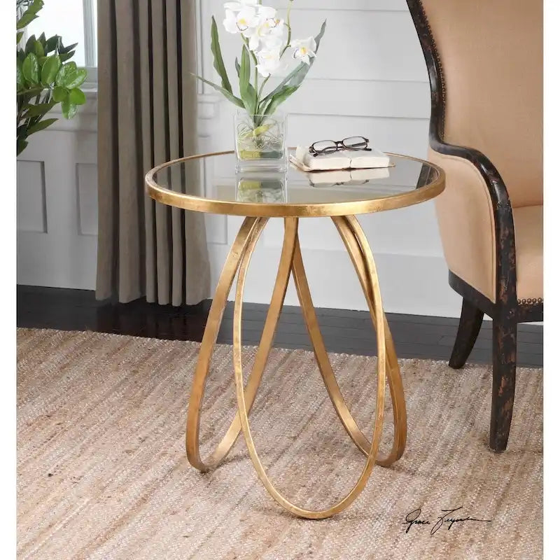 Table d'appoint Uttermost Montrez, finition feuille d'or léger