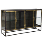Buffet 4 portes vitrées Noir Kanon & Laiton, Style Industriel