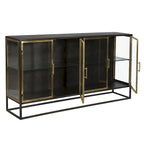 Buffet 4 portes vitrées Noir Kanon & Laiton, Style Industriel