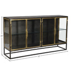 Buffet 4 portes vitrées Noir Kanon & Laiton, Style Industriel