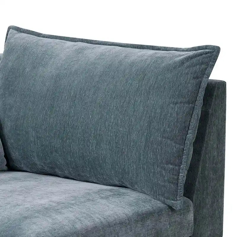 Fauteuil d'angle modulaire Rio 84 cm à bras unique, 2 coussins lombaires, bleu ardoise