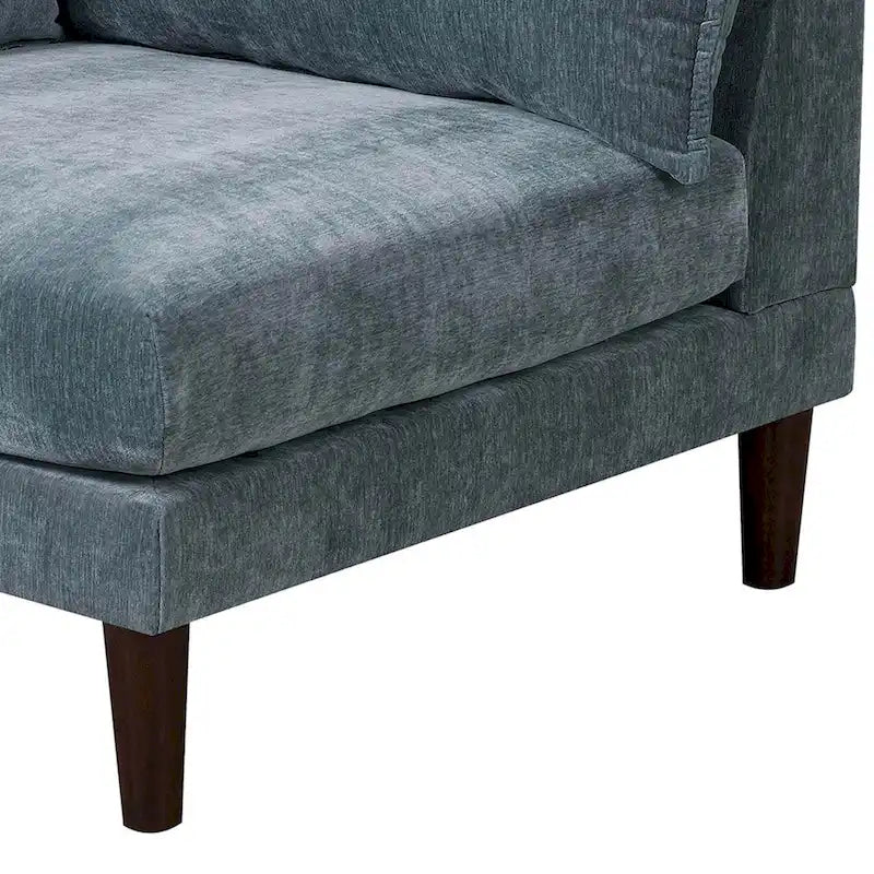 Fauteuil d'angle modulaire Rio 84 cm à bras unique, 2 coussins lombaires, bleu ardoise