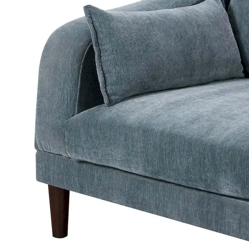Fauteuil d'angle modulaire Rio 84 cm à bras unique, 2 coussins lombaires, bleu ardoise