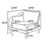 Fauteuil d'angle modulaire Rio 84 cm à bras unique, 2 coussins lombaires, bleu ardoise