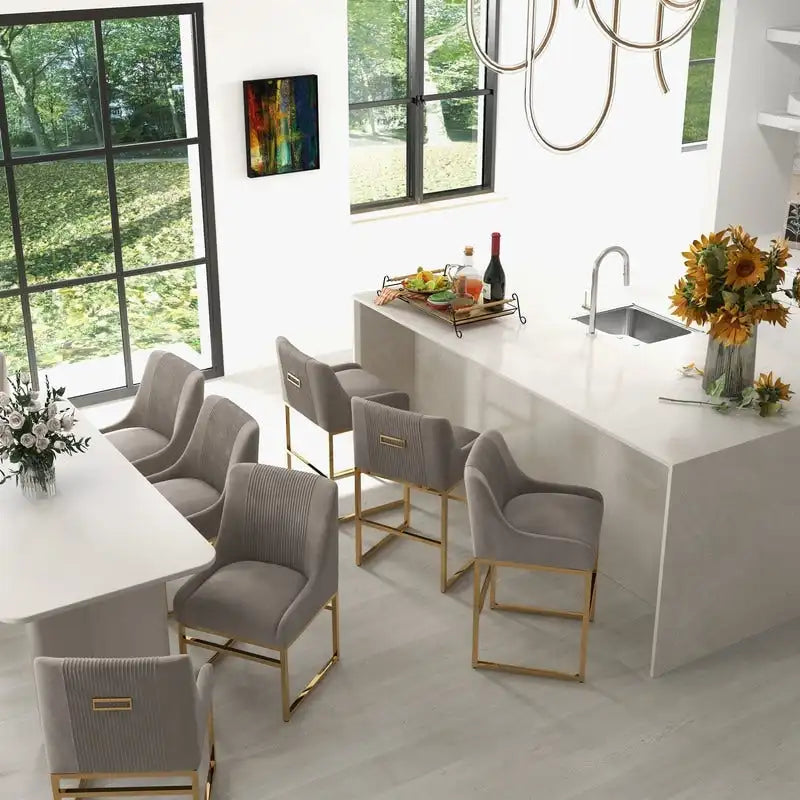 SEYNAR Chaises de salle à manger contemporaines en velours avec pieds en métal, lot de 4