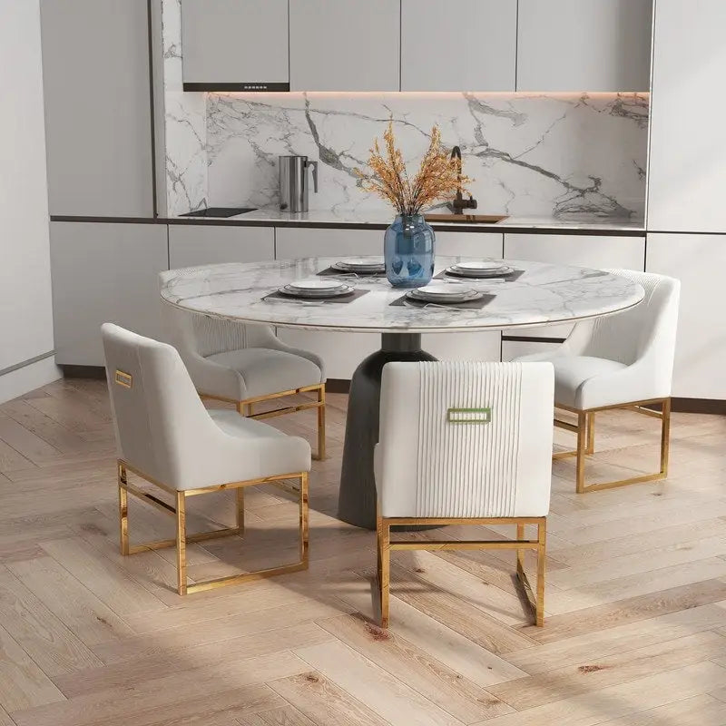 SEYNAR Chaises de salle à manger contemporaines en velours avec pieds en métal, lot de 4
