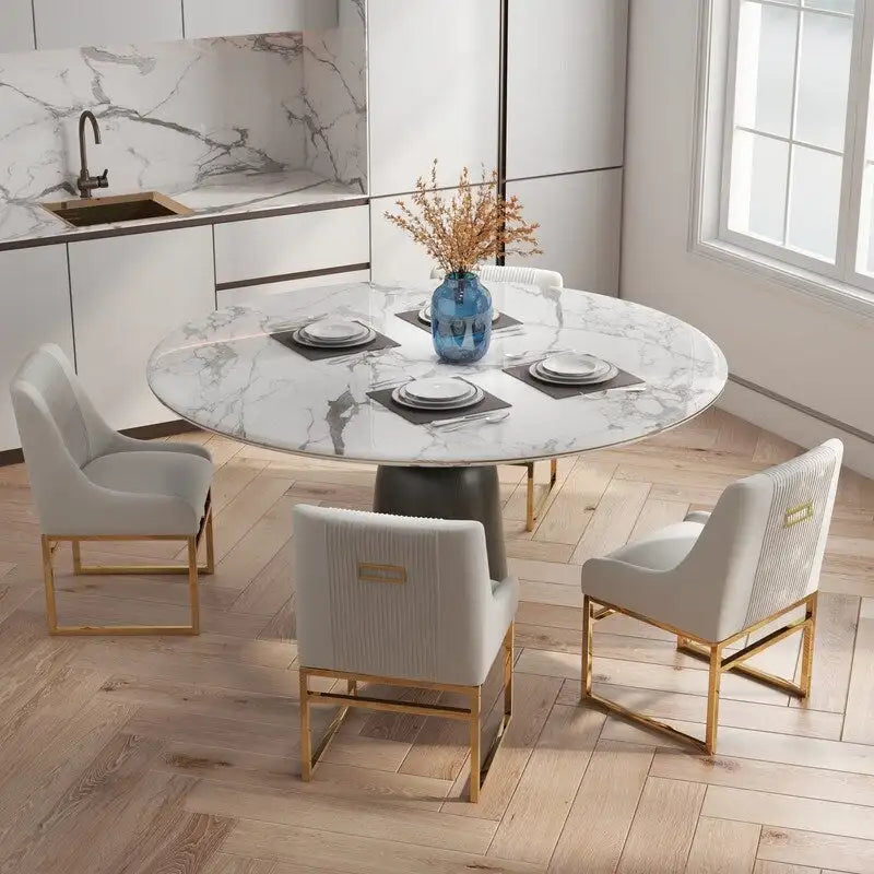 SEYNAR Chaises de salle à manger contemporaines en velours avec pieds en métal, lot de 4