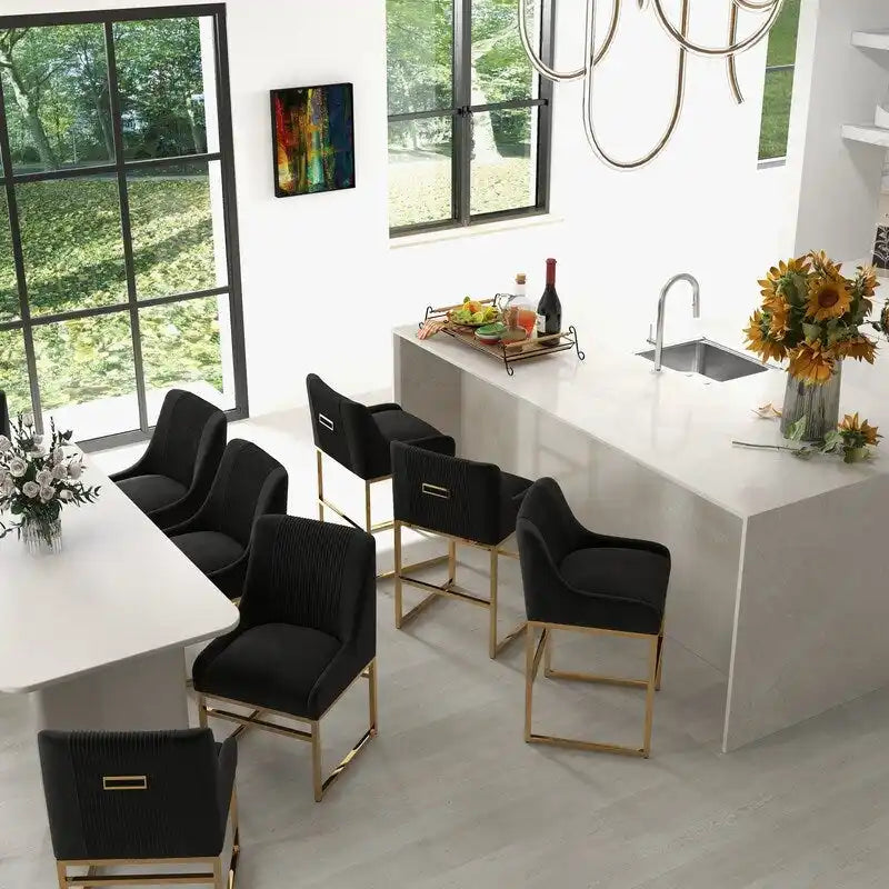 SEYNAR Chaises de salle à manger contemporaines en velours avec pieds en métal, lot de 4