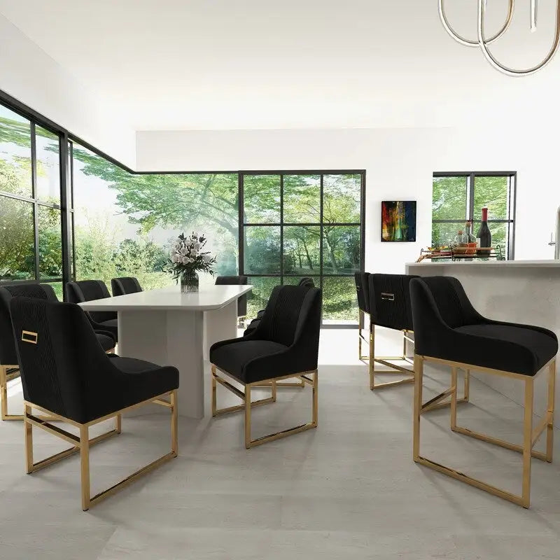 SEYNAR Chaises de salle à manger contemporaines en velours avec pieds en métal, lot de 4