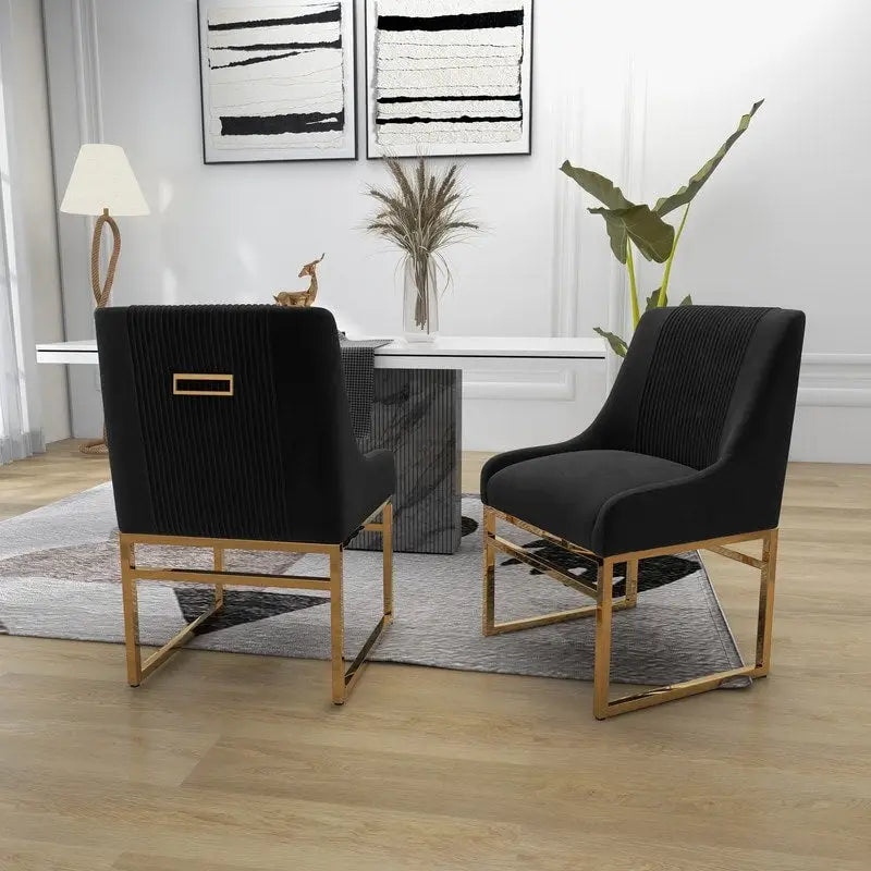 SEYNAR Chaises de salle à manger contemporaines en velours avec pieds en métal, lot de 4