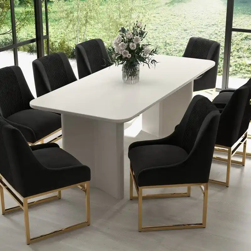 SEYNAR Chaises de salle à manger contemporaines en velours avec pieds en métal, lot de 4