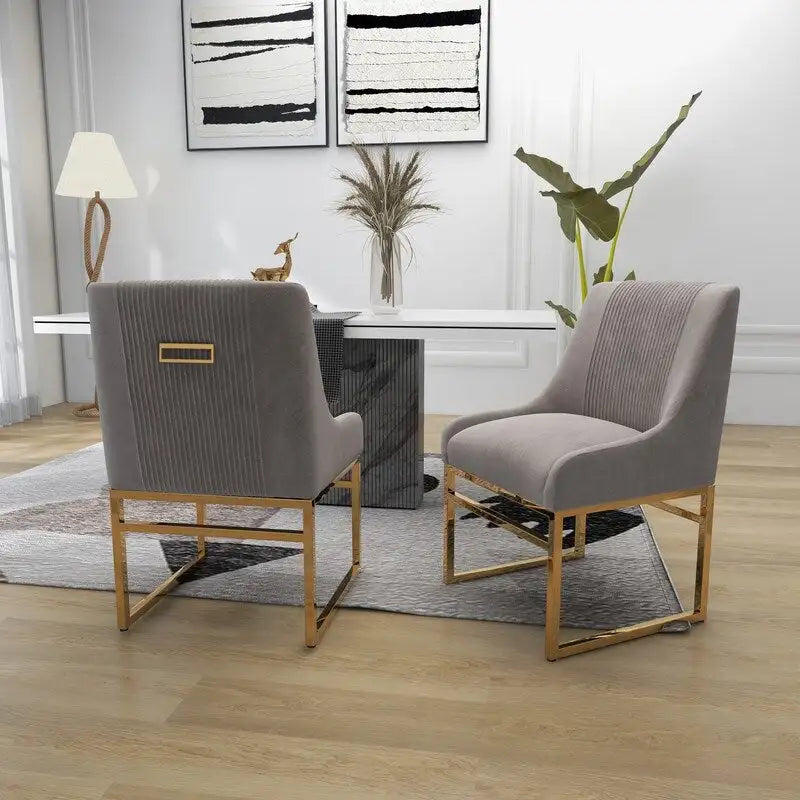 SEYNAR Chaises de salle à manger contemporaines en velours avec pieds en métal, lot de 4