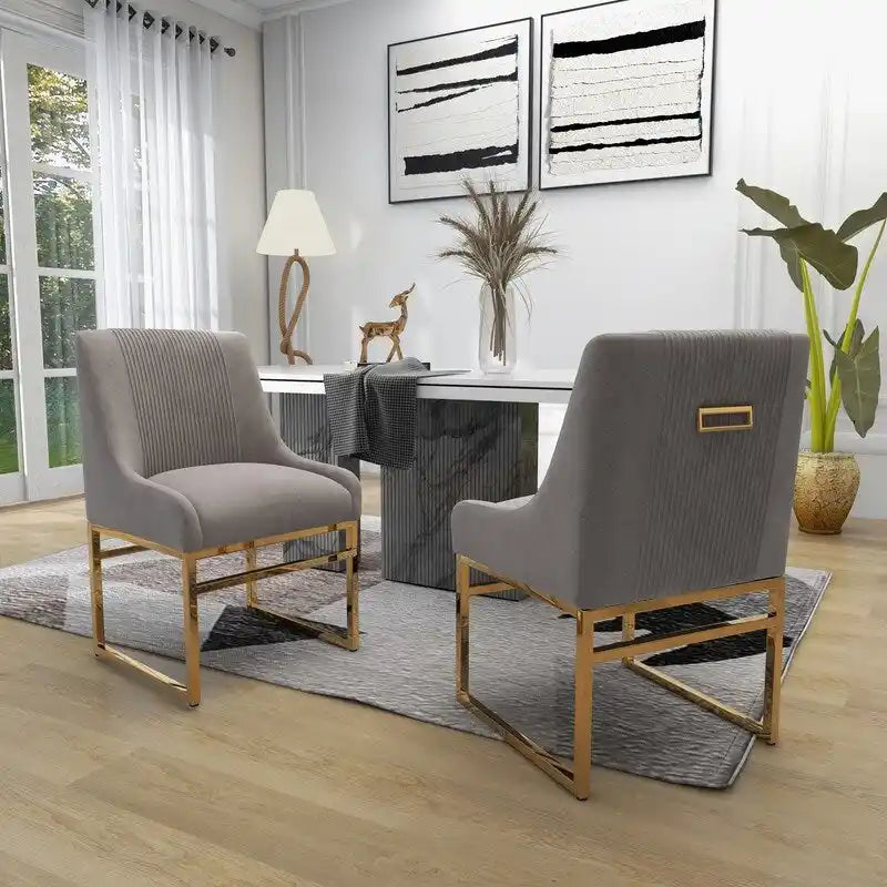 SEYNAR Chaises de salle à manger contemporaines en velours avec pieds en métal, lot de 4