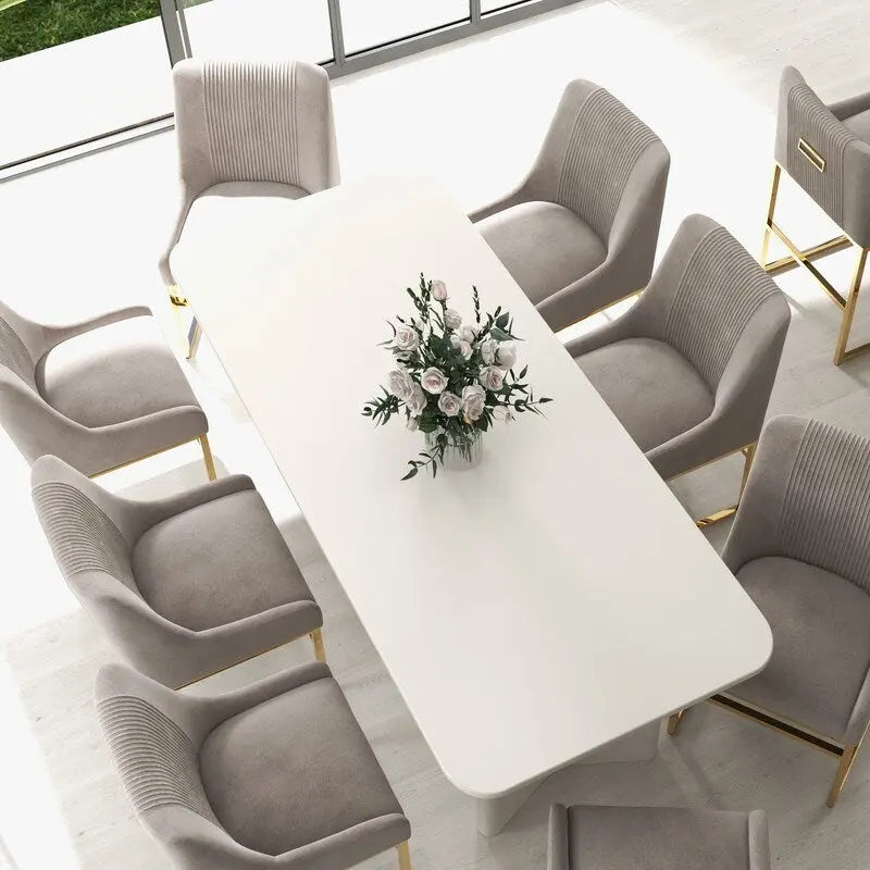 SEYNAR Chaises de salle à manger contemporaines en velours avec pieds en métal, lot de 4