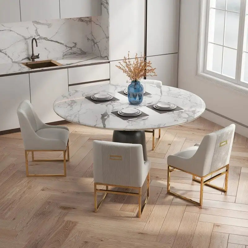 SEYNAR Chaises de salle à manger contemporaines en velours avec pieds en métal, lot de 4
