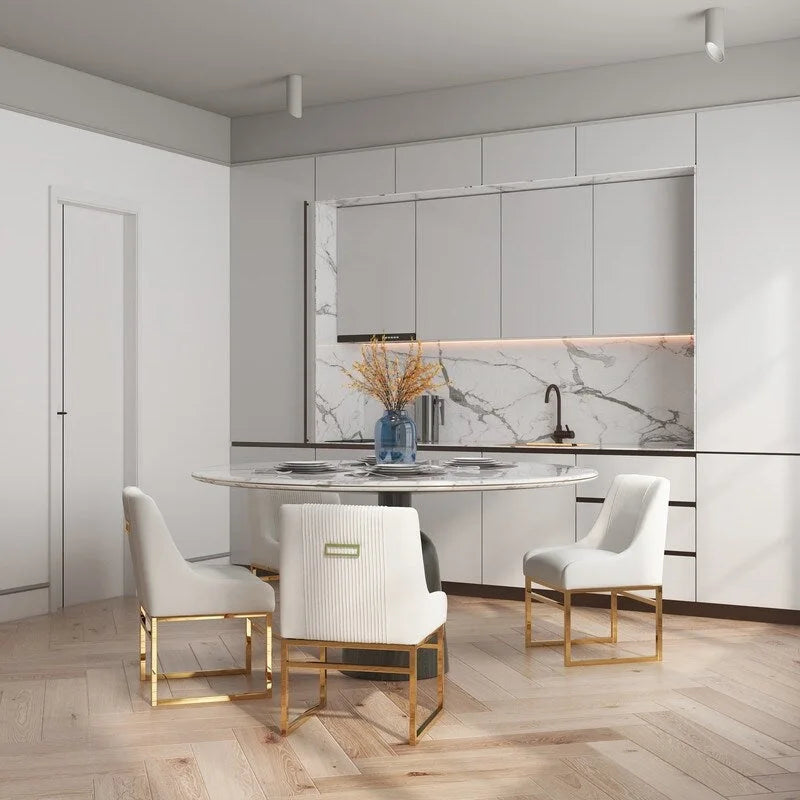 SEYNAR Chaises de salle à manger contemporaines en velours avec pieds en métal, lot de 4