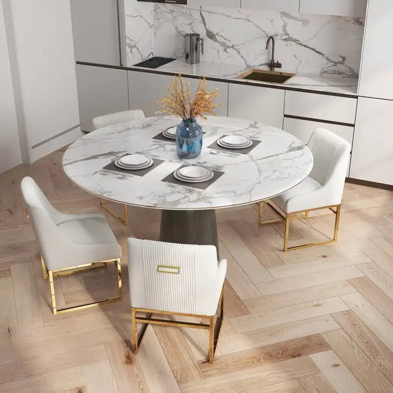SEYNAR Chaises de salle à manger contemporaines en velours avec pieds en métal, lot de 4