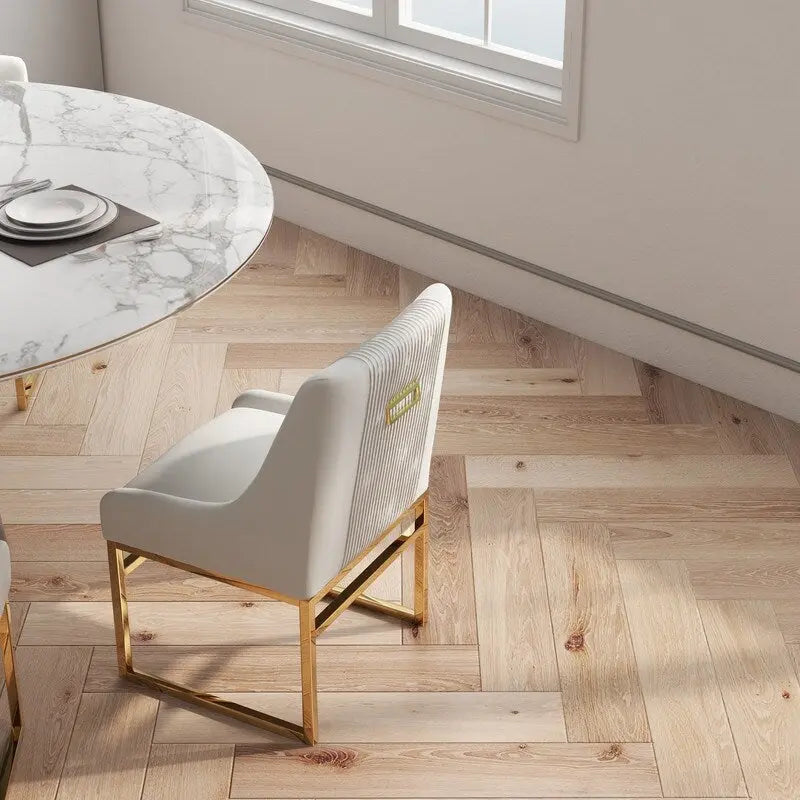 SEYNAR Chaises de salle à manger contemporaines en velours avec pieds en métal, lot de 4