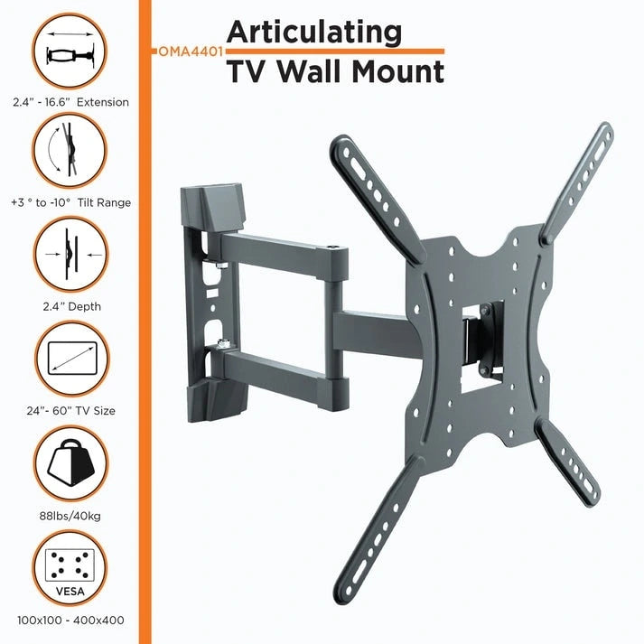 Support mural TV articulé ProMounts - 24-60