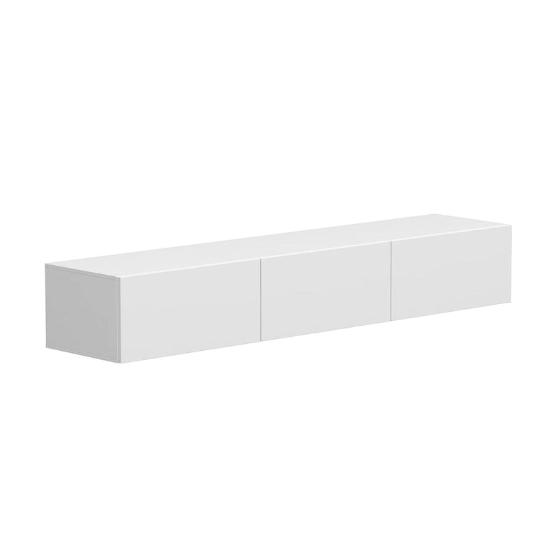 Meuble TV mural flottant 63 pouces, meuble TV LED mural avec finition brillante