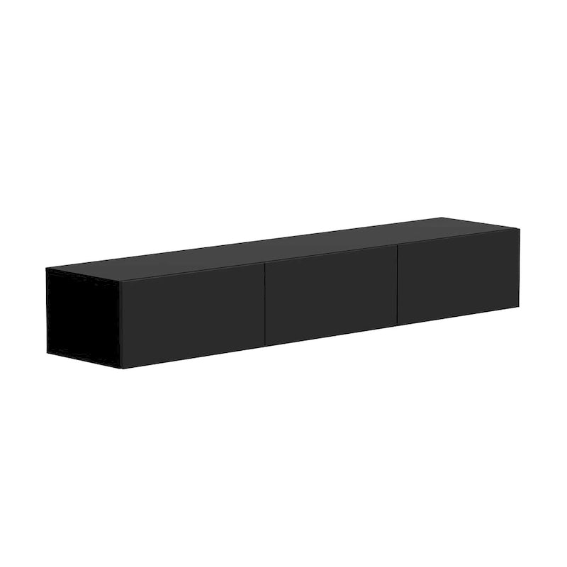 Meuble TV mural flottant 63 pouces, meuble TV LED mural avec finition brillante