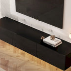 Meuble TV mural flottant 63 pouces, meuble TV LED mural avec finition brillante