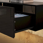 Meuble TV mural flottant 63 pouces, meuble TV LED mural avec finition brillante