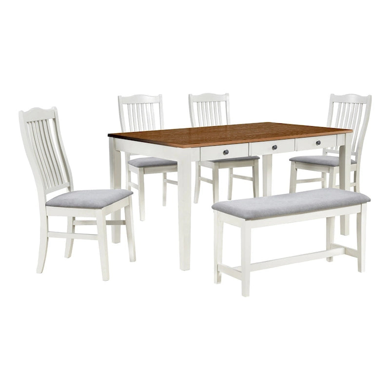 Ensemble de salle à manger 6 pièces en bois Merax Mid-Century