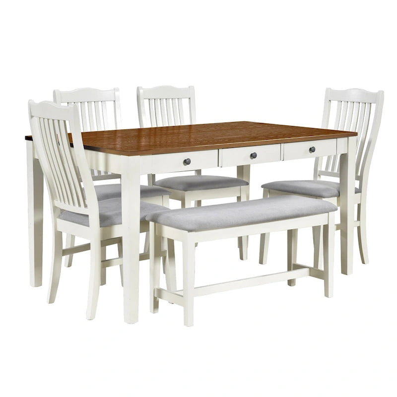 Ensemble de salle à manger 6 pièces en bois Merax Mid-Century