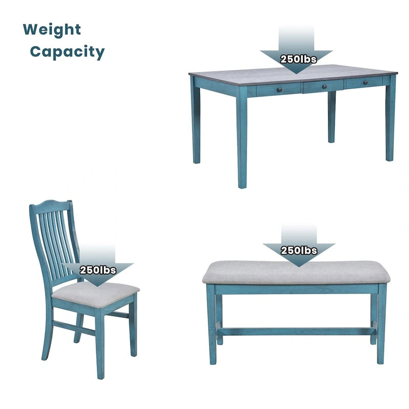 Ensemble de salle à manger 6 pièces en bois Merax Mid-Century
