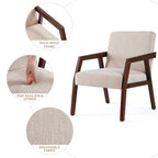 HUIMO Lot de 2 fauteuils d'appoint en bois massif marron/blanc/bleu rembourrés, de style moderne du milieu du siècle, pour salon