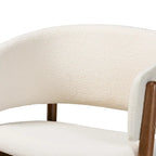 Fauteuil d'appoint Baron Mid-Century Modern en tissu bouclé crème et bois finition noyer brun, ensemble de 2 pièces pour salon