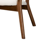 Fauteuil d'appoint Baron Mid-Century Modern en tissu bouclé crème et bois finition noyer brun, ensemble de 2 pièces pour salon