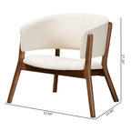 Fauteuil d'appoint Baron Mid-Century Modern en tissu bouclé crème et bois finition noyer brun, ensemble de 2 pièces pour salon