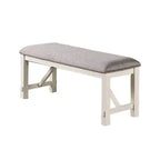 Banc de salle à manger capitonné gris, style ferme, 2-3 places, cadre en bois d'hévéa